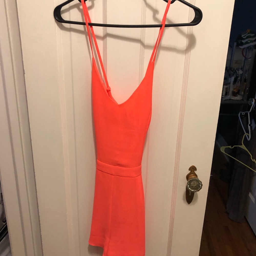 Coral strappy romper